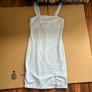 Plaid Baby Blue Overalls Dress